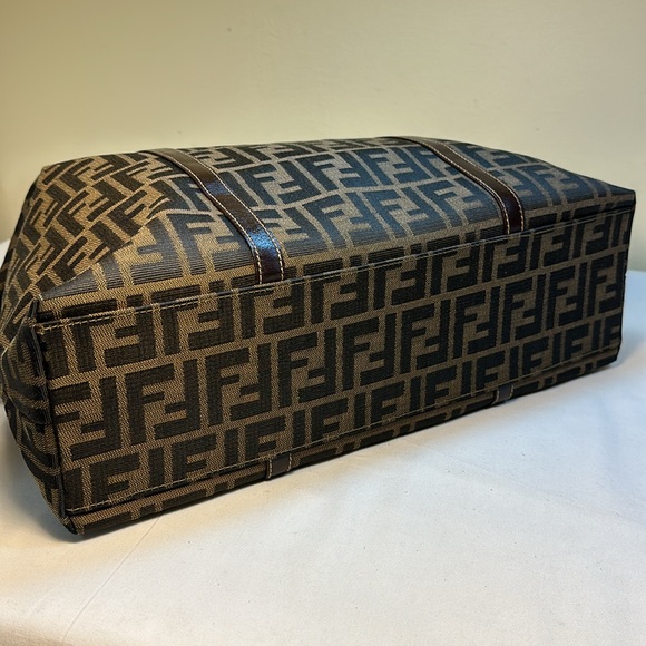 COA Fendi Zucca Tote Goldtone Hardware, Adjustable Sides, Leather Straps - Picture 10 of 15